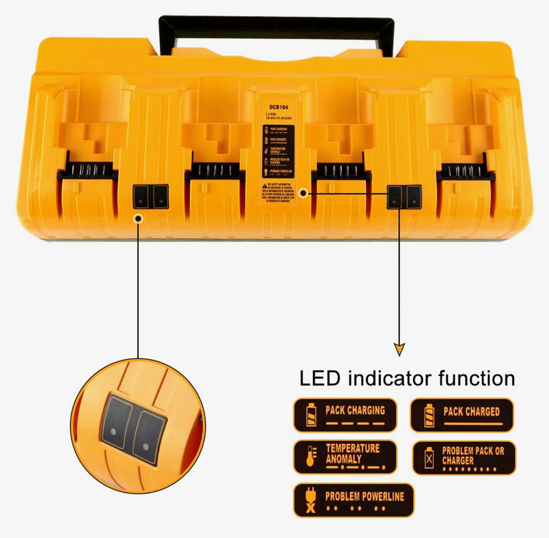 For Dewalt 4 Port Charger (20V and Flex Volt)