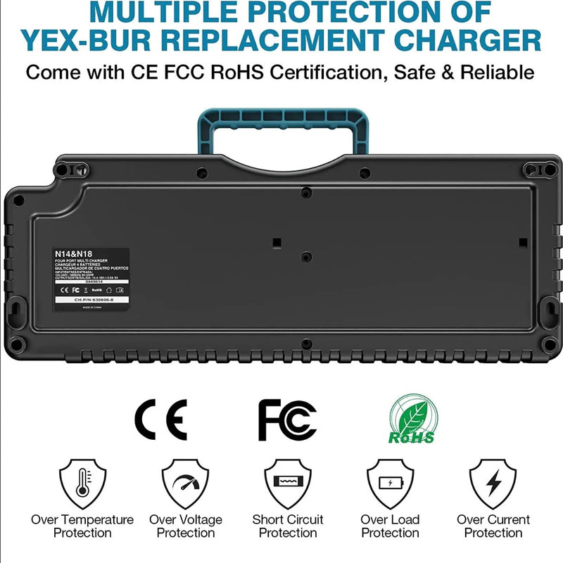 M18 4-Port Rapid Charger for Milwaukee 18V Li-Ion Batteries