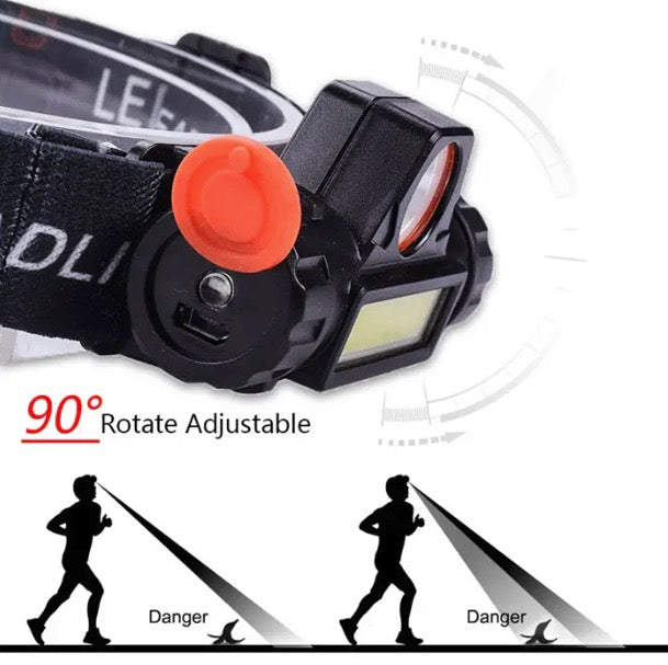 USB Rechargeable Waterproof LED Headlamp COB Work Light Magnetic Headlight with Built-In 18650 Battery