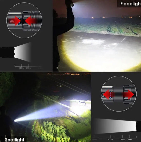 High Lumen Super Bright LED Rechargeable Tactical P90 Flashlight