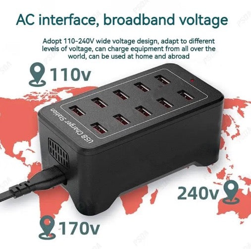 10 Port 5V 2.4A Smart Charging Station