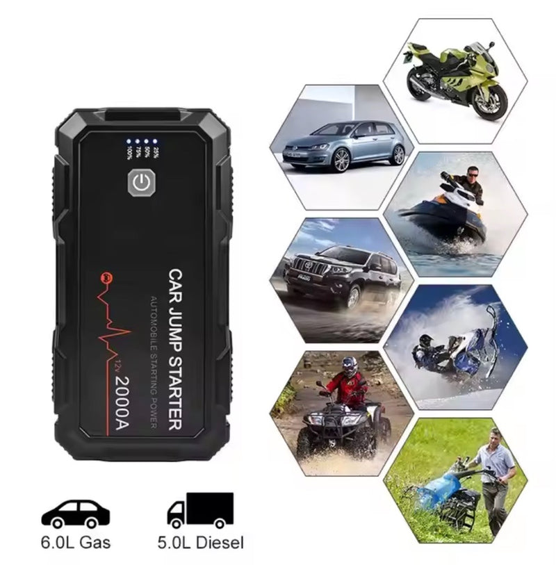 2000A Car Jump Starter Booster Jumper Box Power Bank Battery Charger Portable US