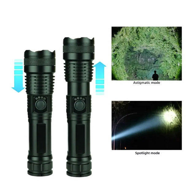 High Lumen USB Rechargeable Tactical LED P50 Flashlight w Portable Zoom