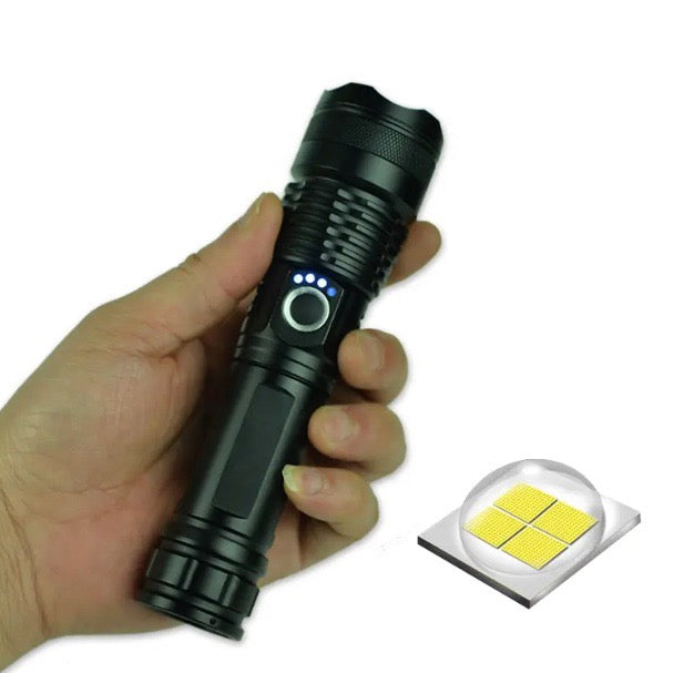 High Lumen USB Rechargeable Tactical LED P50 Flashlight w Portable Zoom