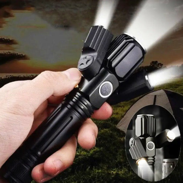 3 Head Zoomable Rechargeable LED Flashlight