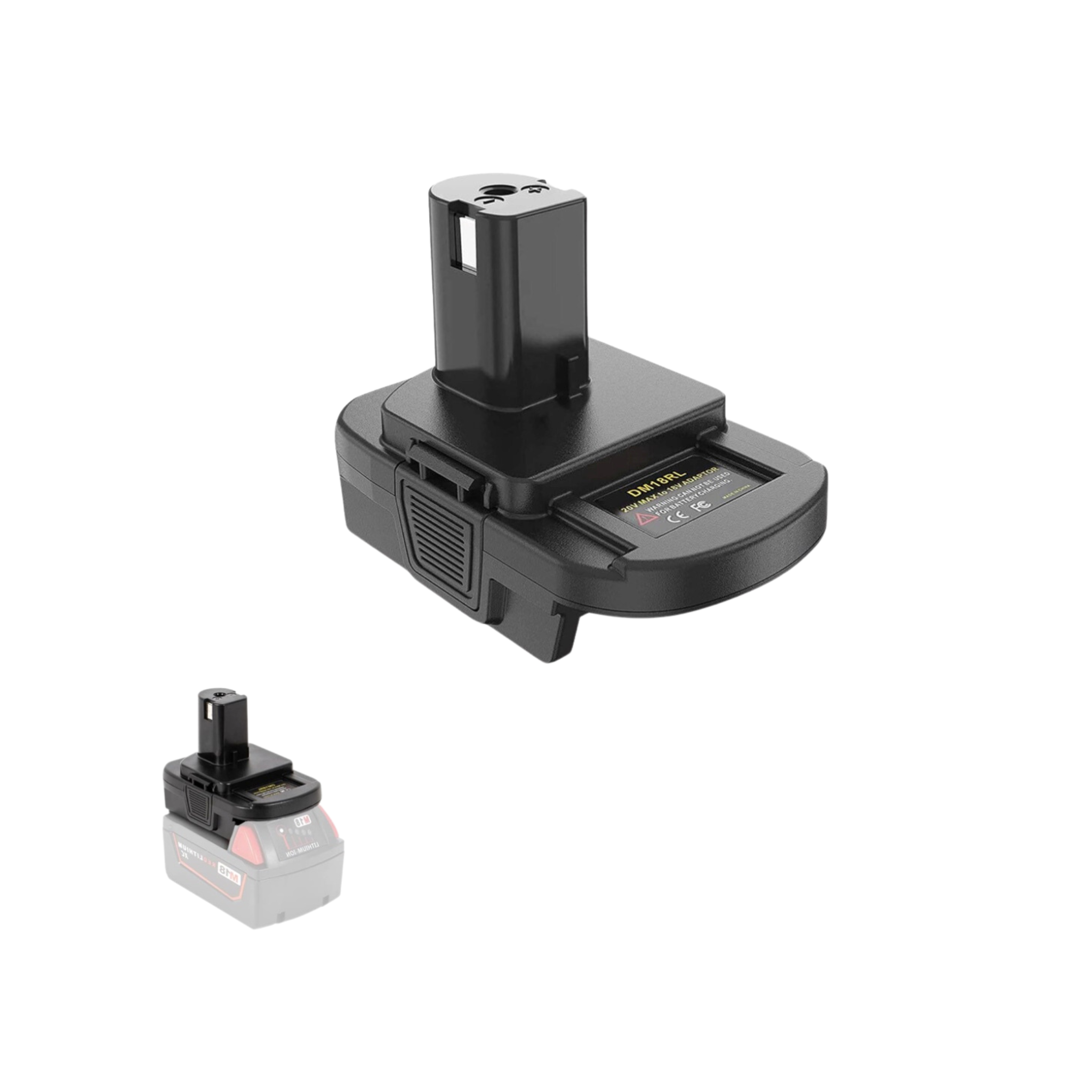 Adapter for DeWalt 20V and Milwaukee 18V Battery to Ryobi 18V Cordless Tool with USB Port