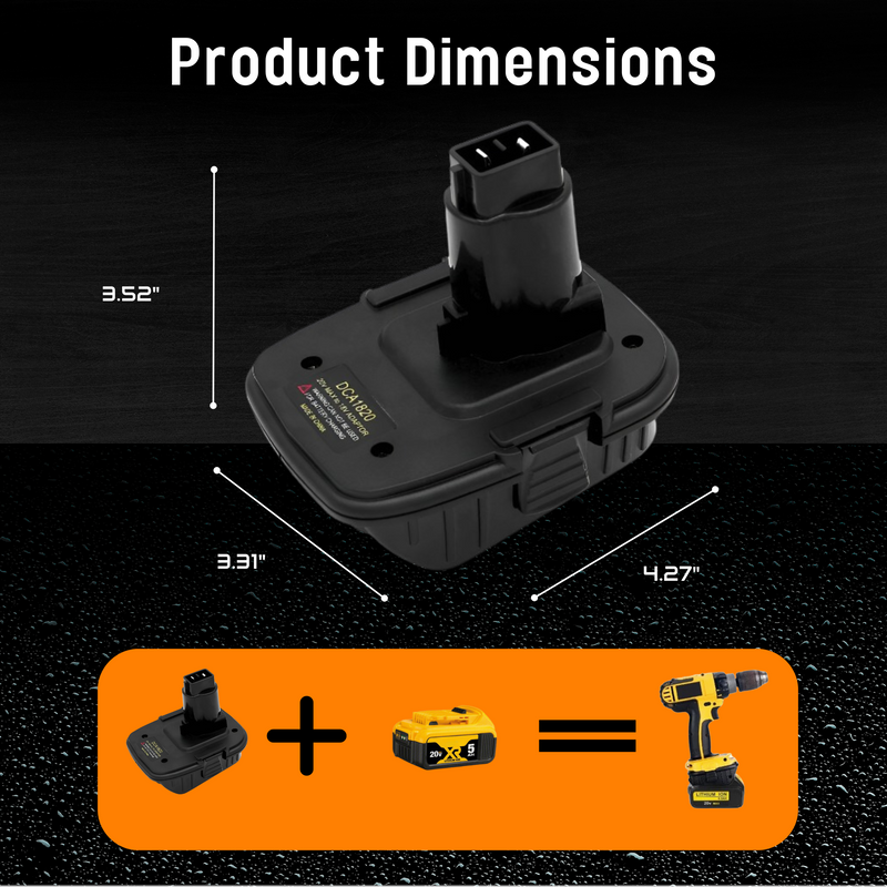 Adapter for DeWalt 20V Battery to DeWalt 18V Cordless Power Tool