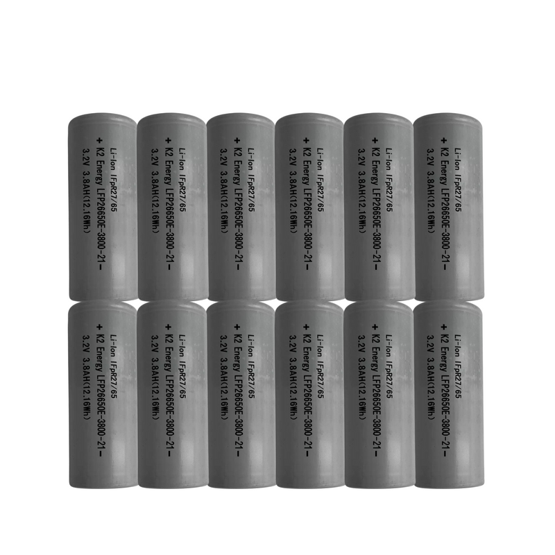 K2 26650 3.2V 3800mAh LiFePO4 Battery Cells