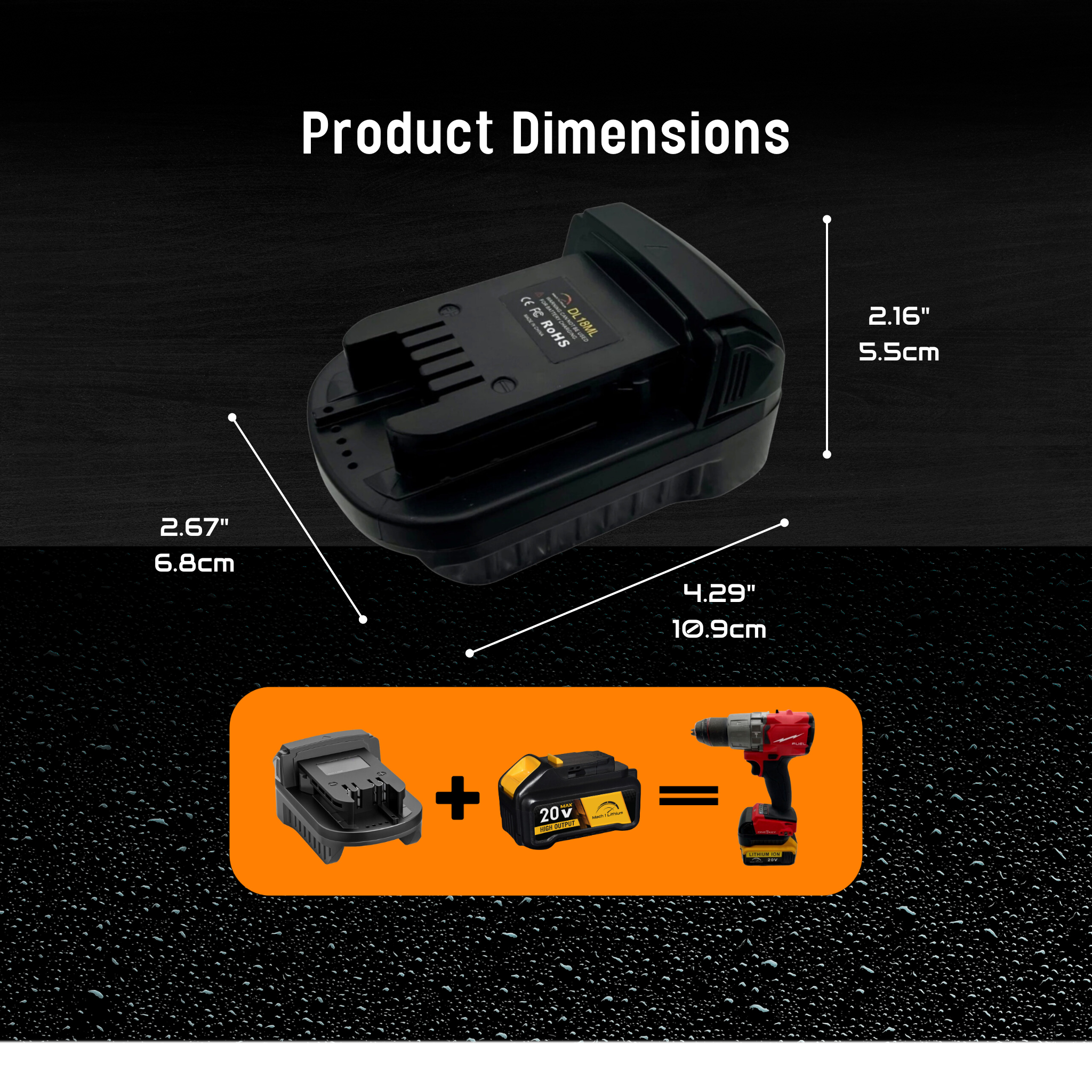 Dewalt Battery to Milwaukee Tool Adapter (DL18ML), Convert Dewalt 20V Battery to Milwaukee M18 18V Battery for Milwaukee Cordless Tools