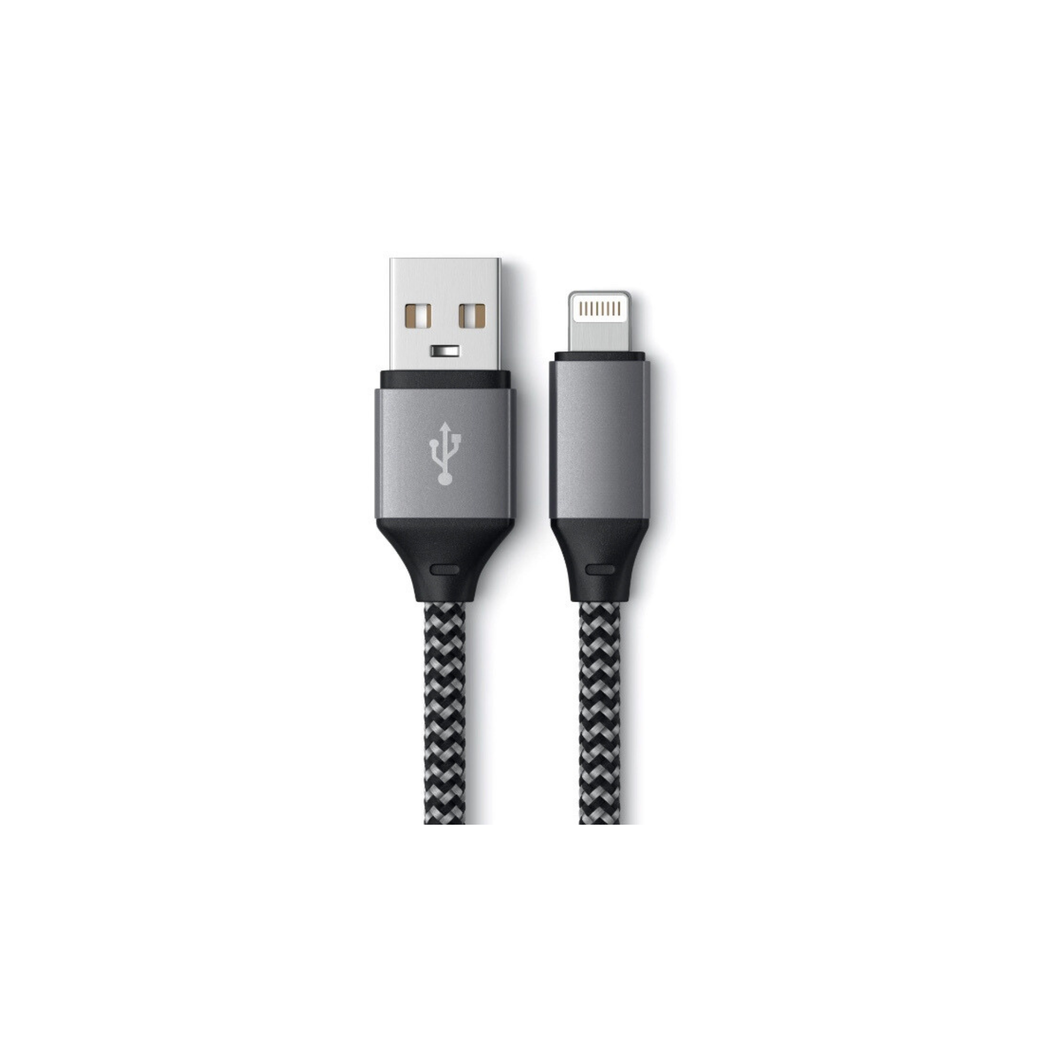 USB Type A to USB Lightning/Type C Fast Charging Nylon Braided Charging Chord, 10" - 0