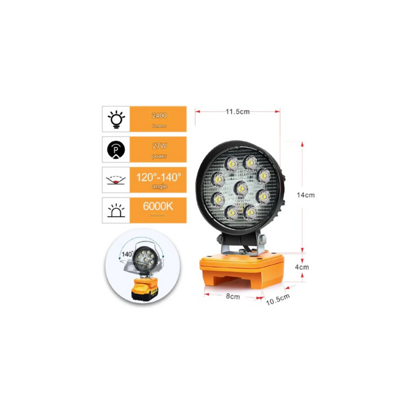 4" Round LED Work Light, Compatible with Dewalt Battery