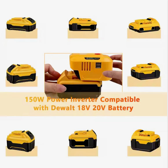 DeWalt 20V MAX Battery Inserted into Mach 1 Power Inverter Battery Slot