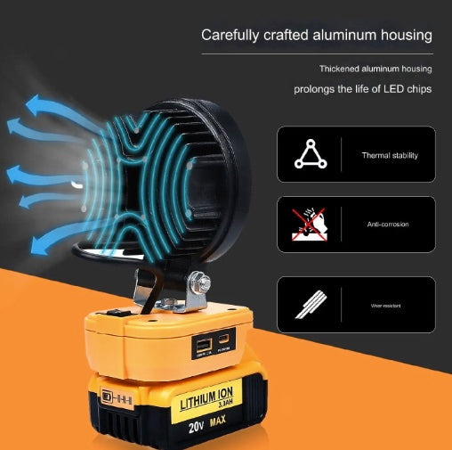 Mach 1 DeWalt LED Work Light Crafted Aluminium Housing Durable Build Quality