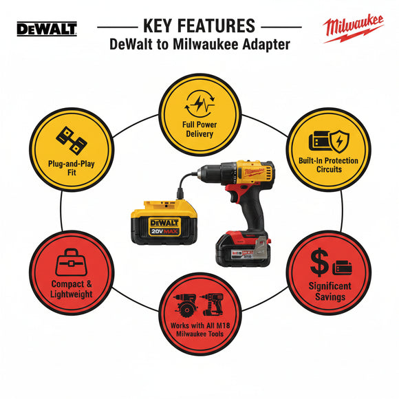 KEY FEATURES OF THE DEWALT TO MILWAUKEE ADAPTER