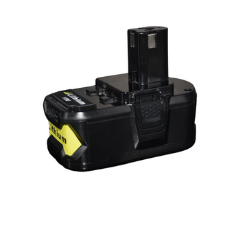 Mach 1 Ryobi ONE+ 18V 4Ah Li-Ion battery label showing voltage, capacity and safety ratings – right view