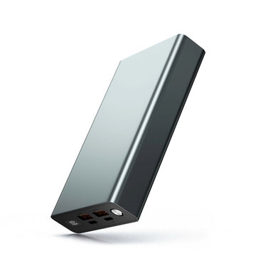 Mach 1 Lithium 100W 20000mAh fast charging power bank in gray — compact portable charger with USB-A and USB-C ports