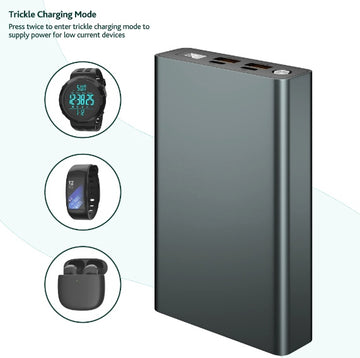 100W 20000mAh power bank LED charging mode indicator showing real-time battery status and output mode selection