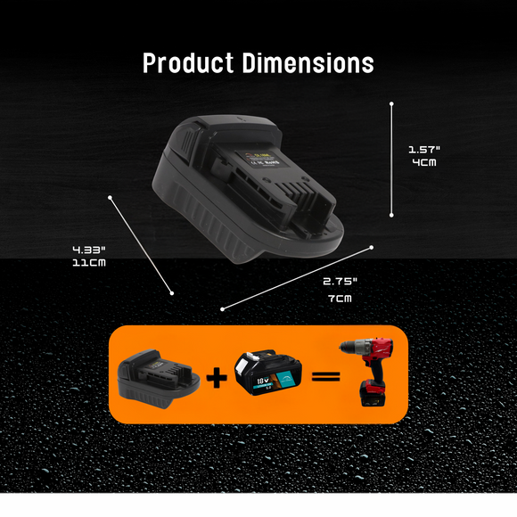 Compact lightweight Makita to Milwaukee battery adapter - 2.67 inches, fits any tool bag