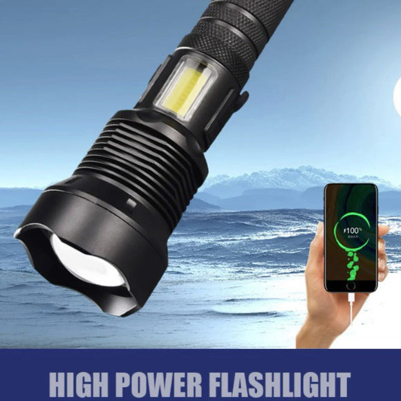 P90 flashlight COB side light activated — versatile wide-area lighting for camping and emergencies