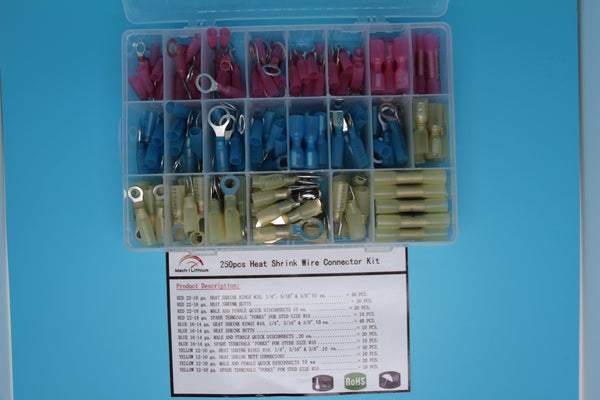 250 pcs Heat Shrink Wire Connector Kit