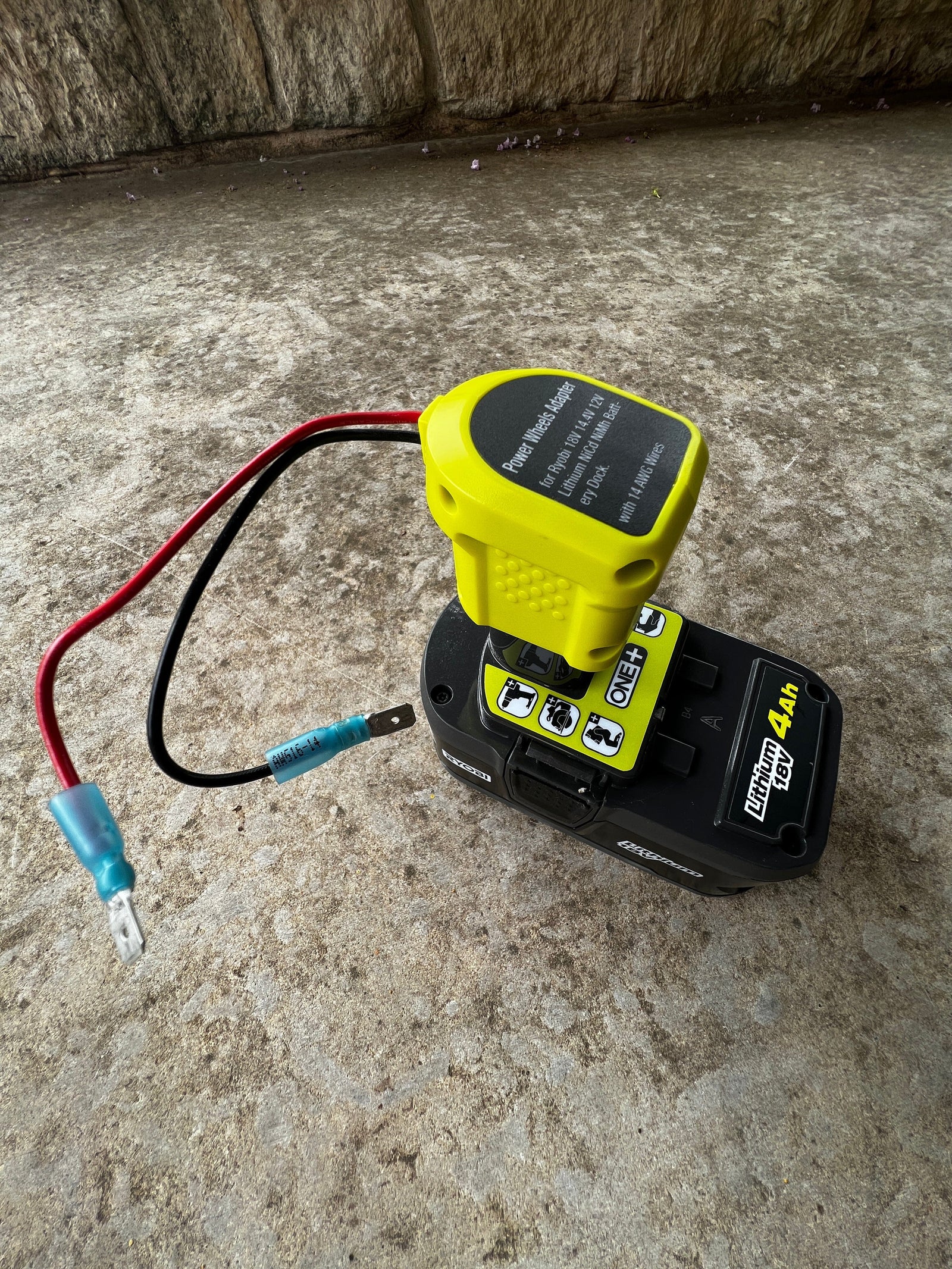 Power Wheels Adapter for Ryobi 18V Battery with Wire Terminals Compat Mach1Ion