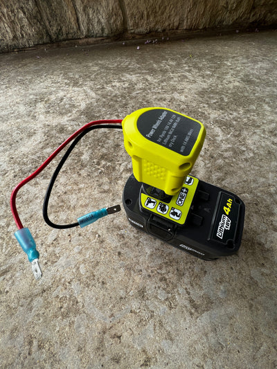 Ryobi 18V Power Wheels adapter with wire terminals for quick and easy installation